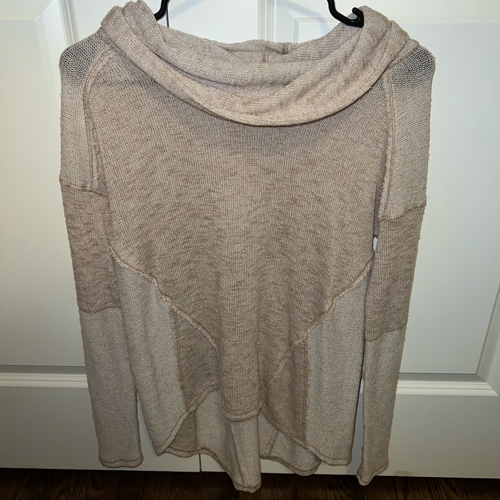 Tan Free People Scoop Neck Sweater